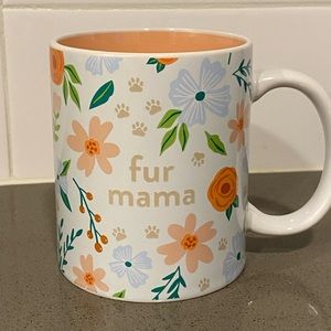 “Fur Mama” Floral and Paw Print Mug